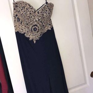 Blue and Gold Prom Dress For Sell!